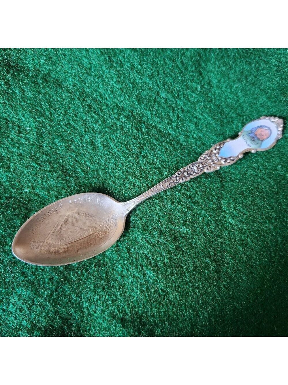 Sterling Silver Souvenir Spoon Mt. Ranier Seattle Angeline 17 gms. Collectible